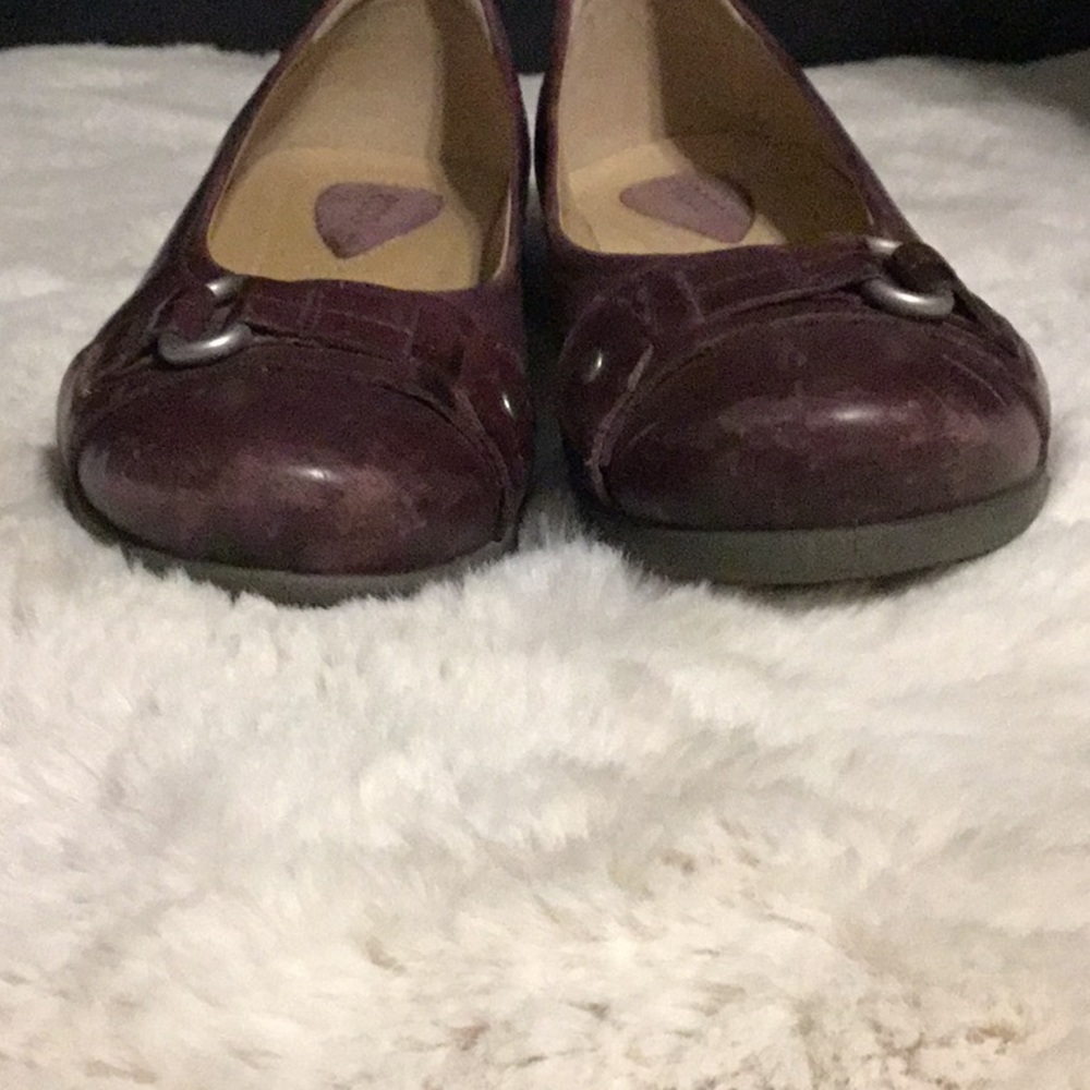 ECCO Burgundy Leather Buckle Flats Comfort Work Shoes 37 - Picture 8 of 16